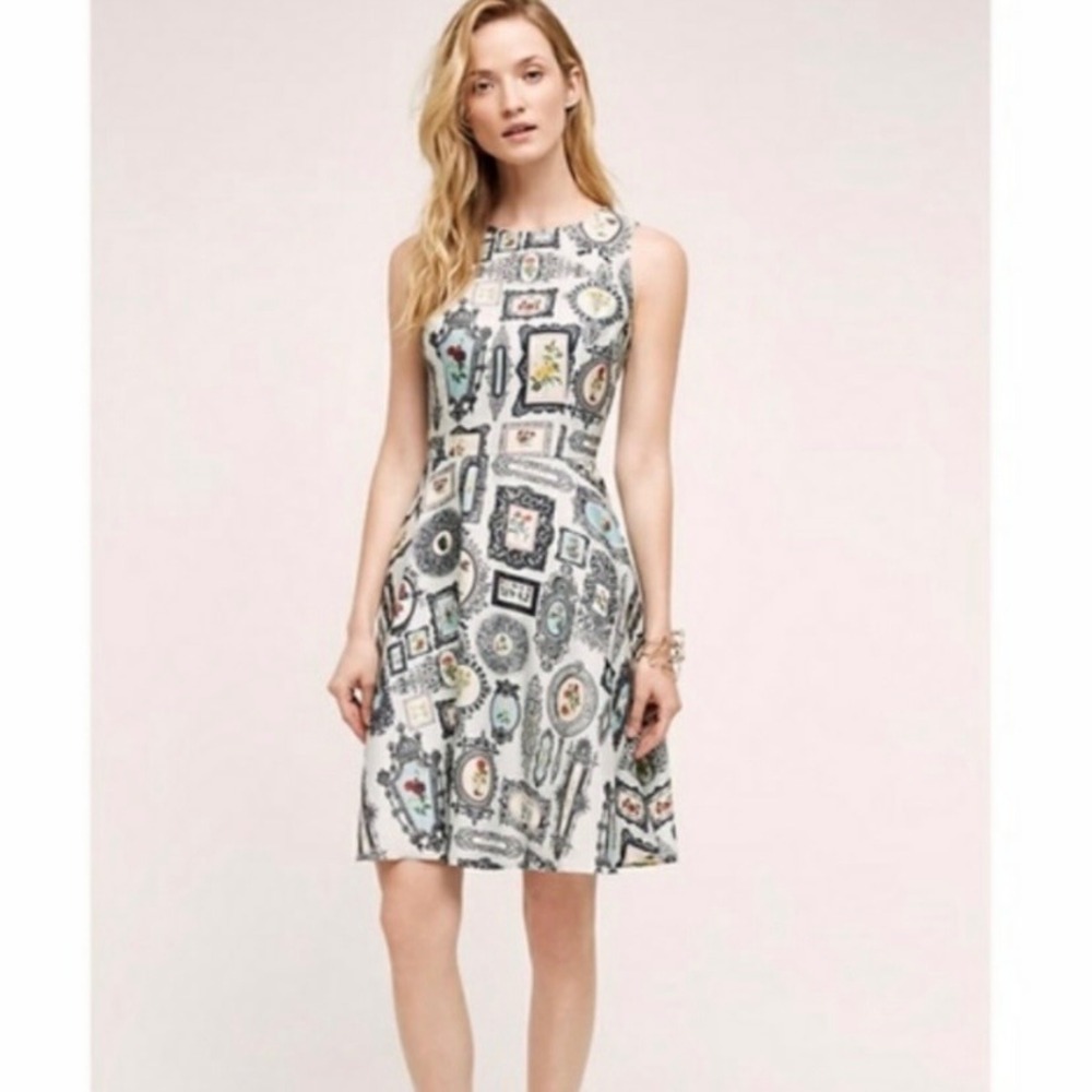 Pankaj & Nidhi‎ Anthropologie Sleeveless Fit & Flare Dress Picture Frame Floral